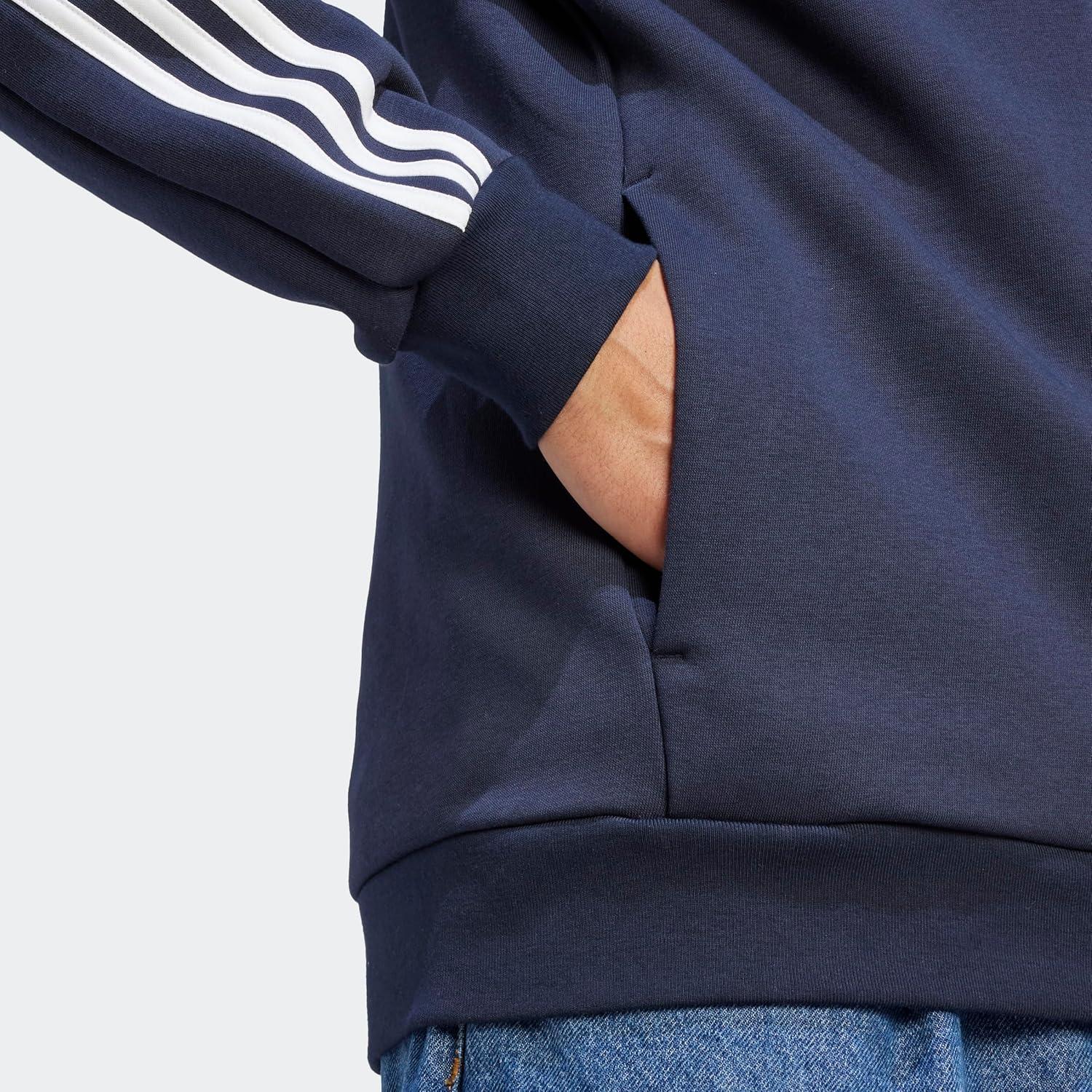 imageadidas Mens Essentials Fleece 3Stripes Hoodie Athletic Outerwear Casual  RedInk