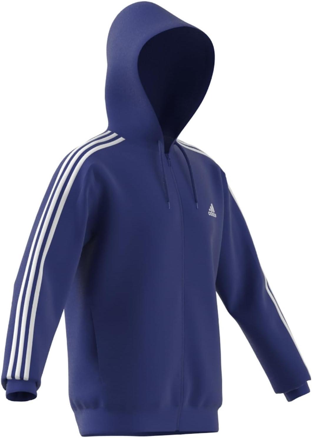 imageadidas Mens Essentials Fleece 3Stripes Hoodie Athletic Outerwear Casual  RedSemi Lucid Blue