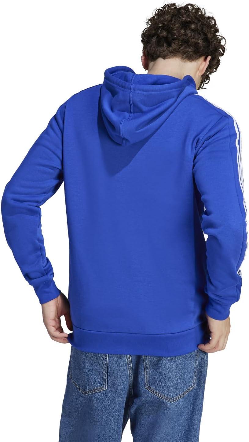 imageadidas Mens Essentials Fleece 3Stripes Hoodie Athletic Outerwear Casual  RedSemi Lucid Blue