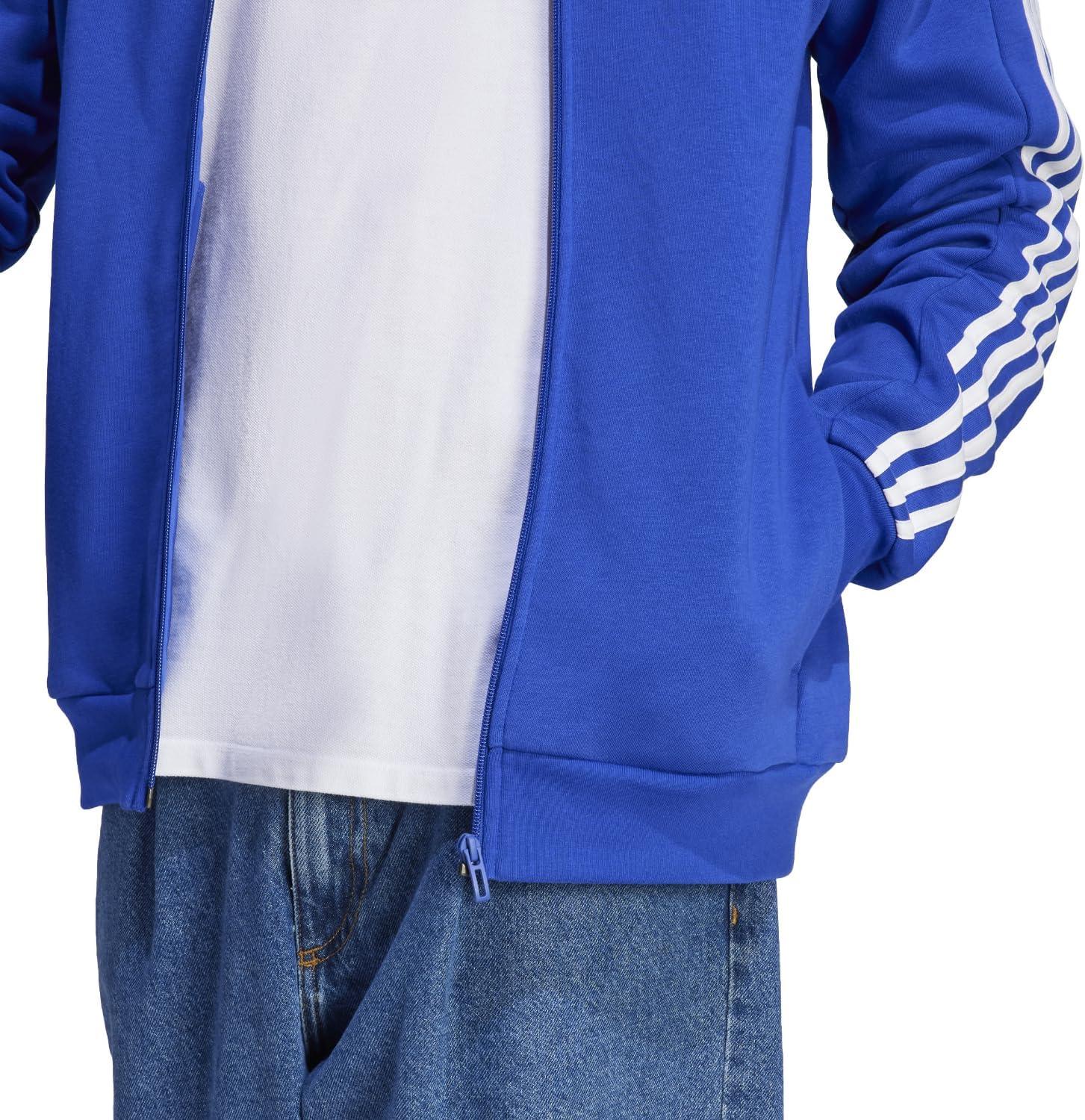 imageadidas Mens Essentials Fleece 3Stripes Hoodie Athletic Outerwear Casual  RedSemi Lucid Blue