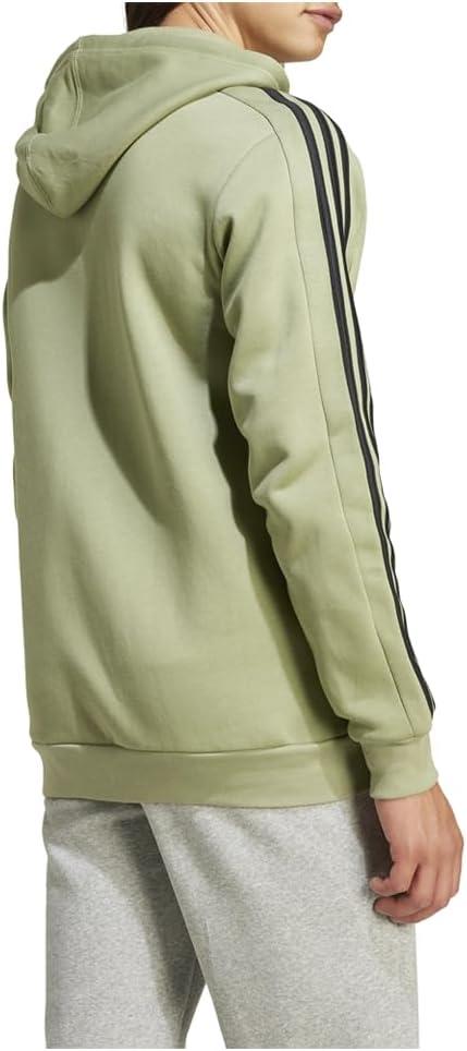 imageadidas Mens Essentials Fleece 3Stripes Hoodie Athletic Outerwear Casual  RedTent GreenBlack