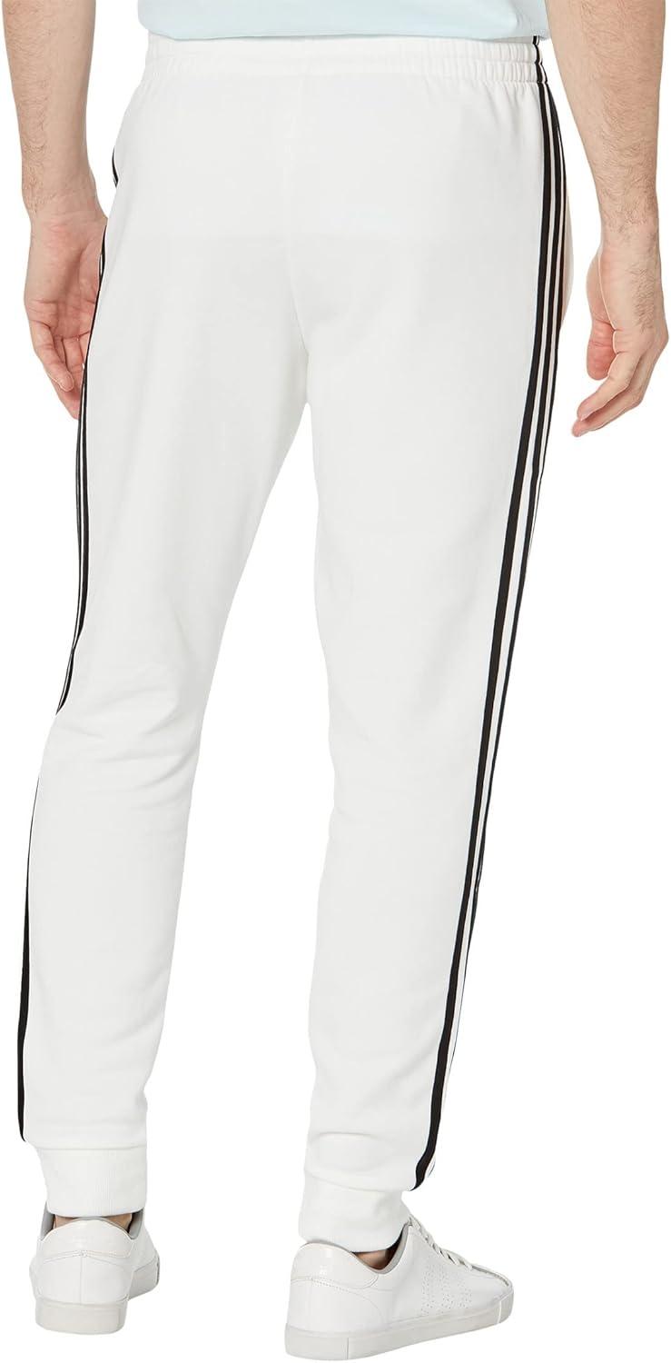 imageadidas Mens Essentials Fleece Tapered Cuff 3Stripes PantsWhiteBlack