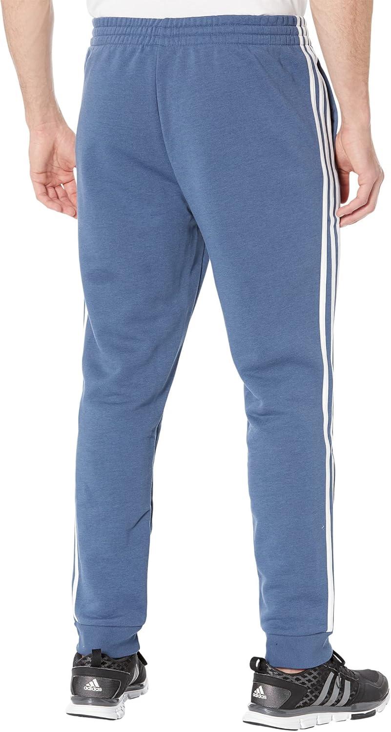 imageadidas Mens Essentials Fleece Tapered Cuff 3Stripes PantsWonder SteelWhite