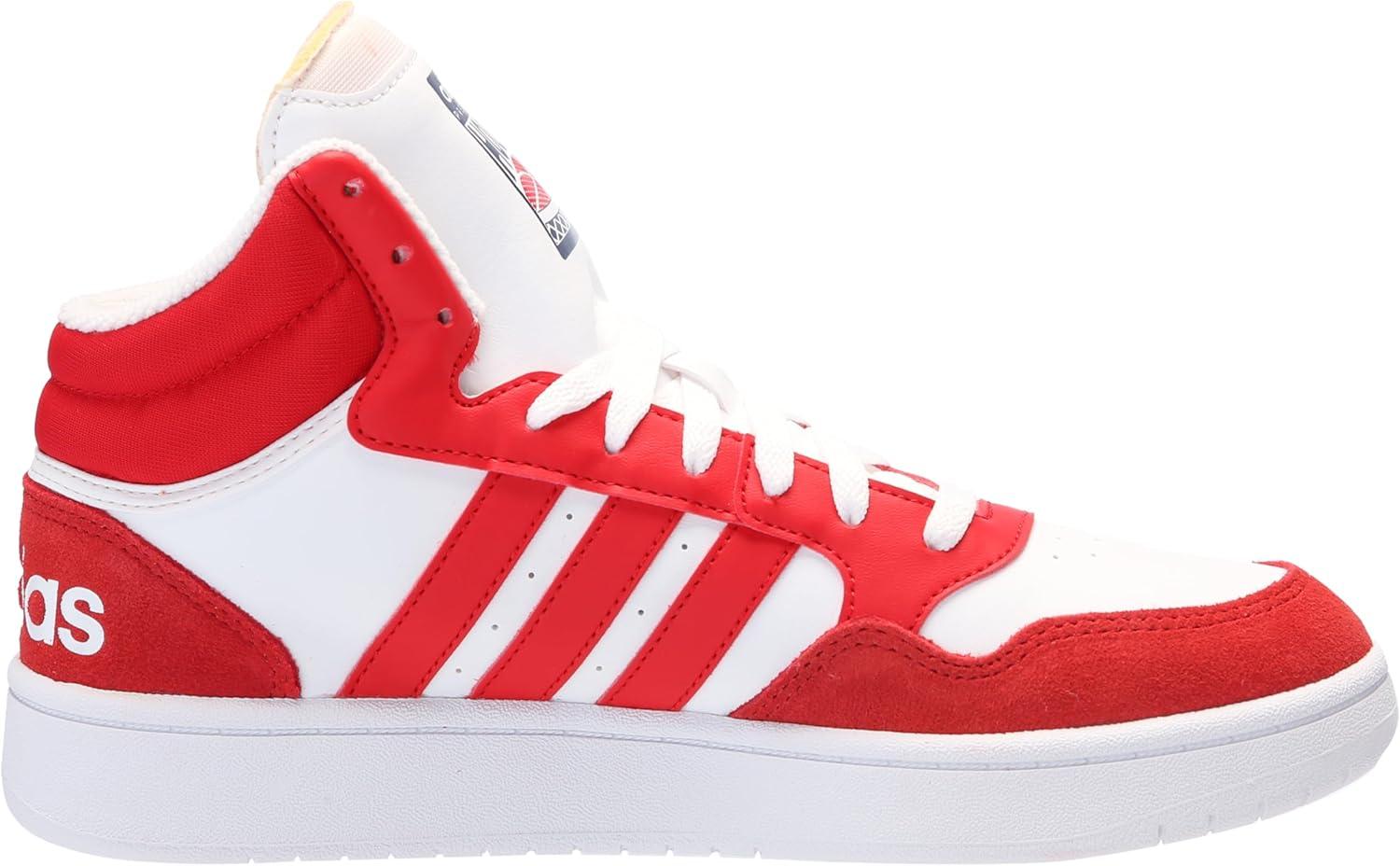imageadidas Mens Hoops 30 Mid Basketball ShoeWhiteBetter ScarletBetter Scarlet