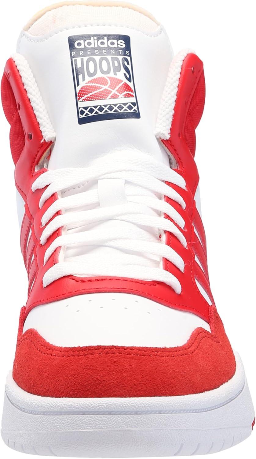 imageadidas Mens Hoops 30 Mid Basketball ShoeWhiteBetter ScarletBetter Scarlet