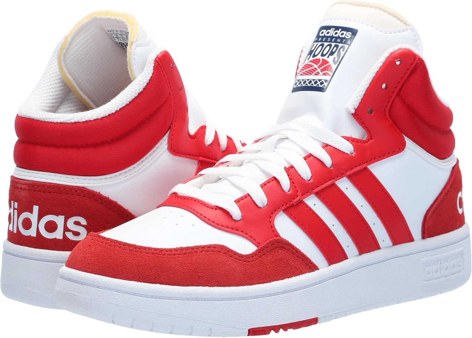 imageadidas Mens Hoops 30 Mid Basketball ShoeWhiteBetter ScarletBetter Scarlet