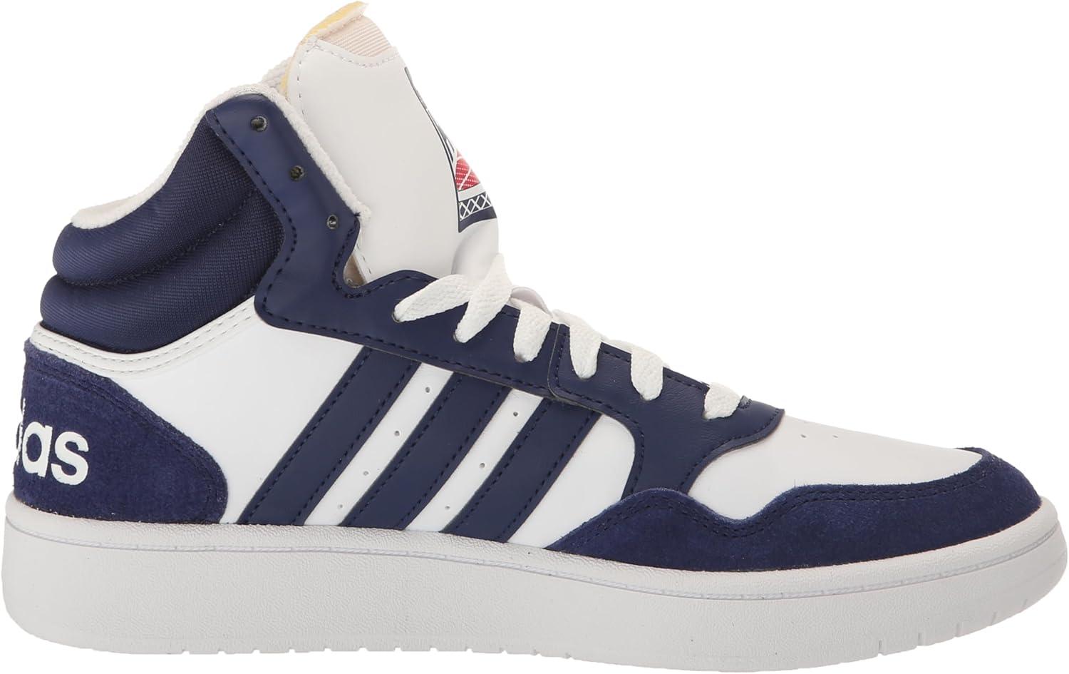 imageadidas Mens Hoops 30 Mid Basketball ShoeWhiteDark BlueDark Blue