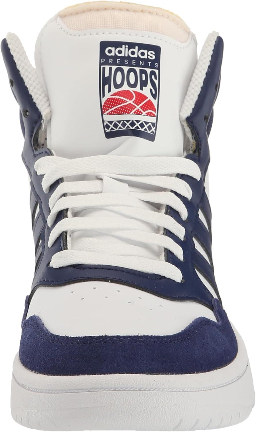 imageadidas Mens Hoops 30 Mid Basketball ShoeWhiteDark BlueDark Blue