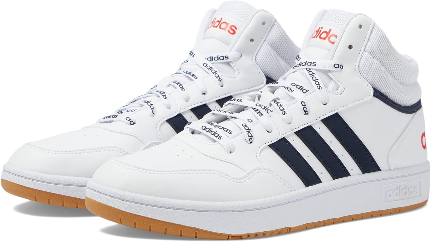 imageadidas Mens Hoops 30 Mid Basketball ShoeWhiteLegend InkVivid Red