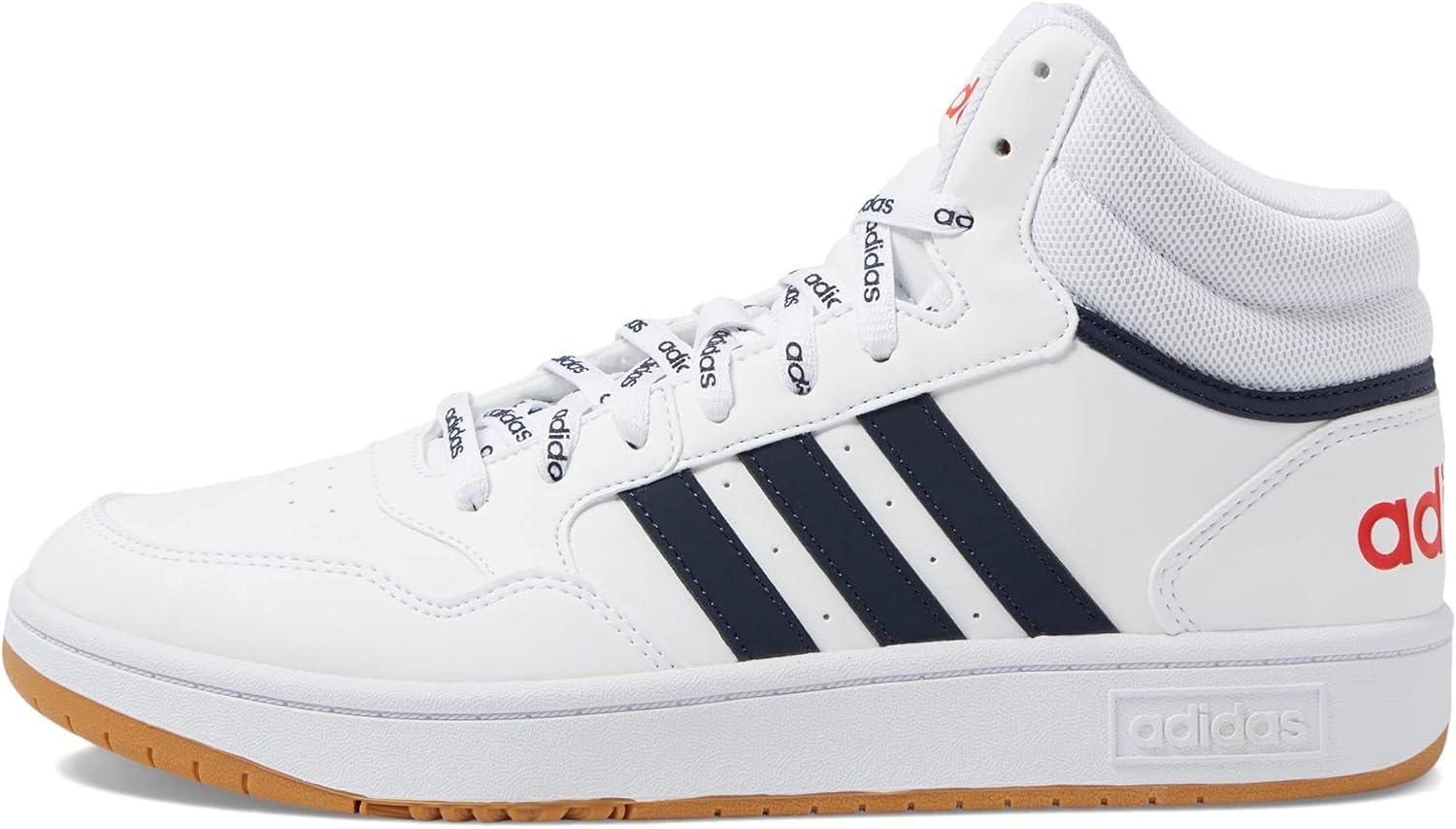 imageadidas Mens Hoops 30 Mid Basketball ShoeWhiteLegend InkVivid Red