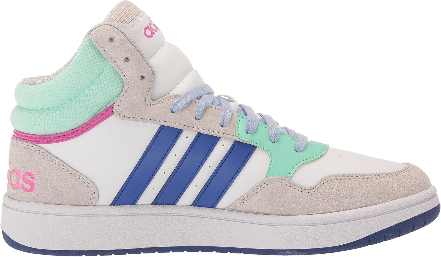 imageadidas Mens Hoops 30 Mid Basketball ShoeWhiteLucid BluePulse Mint