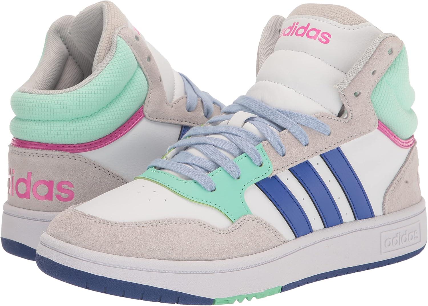 imageadidas Mens Hoops 30 Mid Basketball ShoeWhiteLucid BluePulse Mint