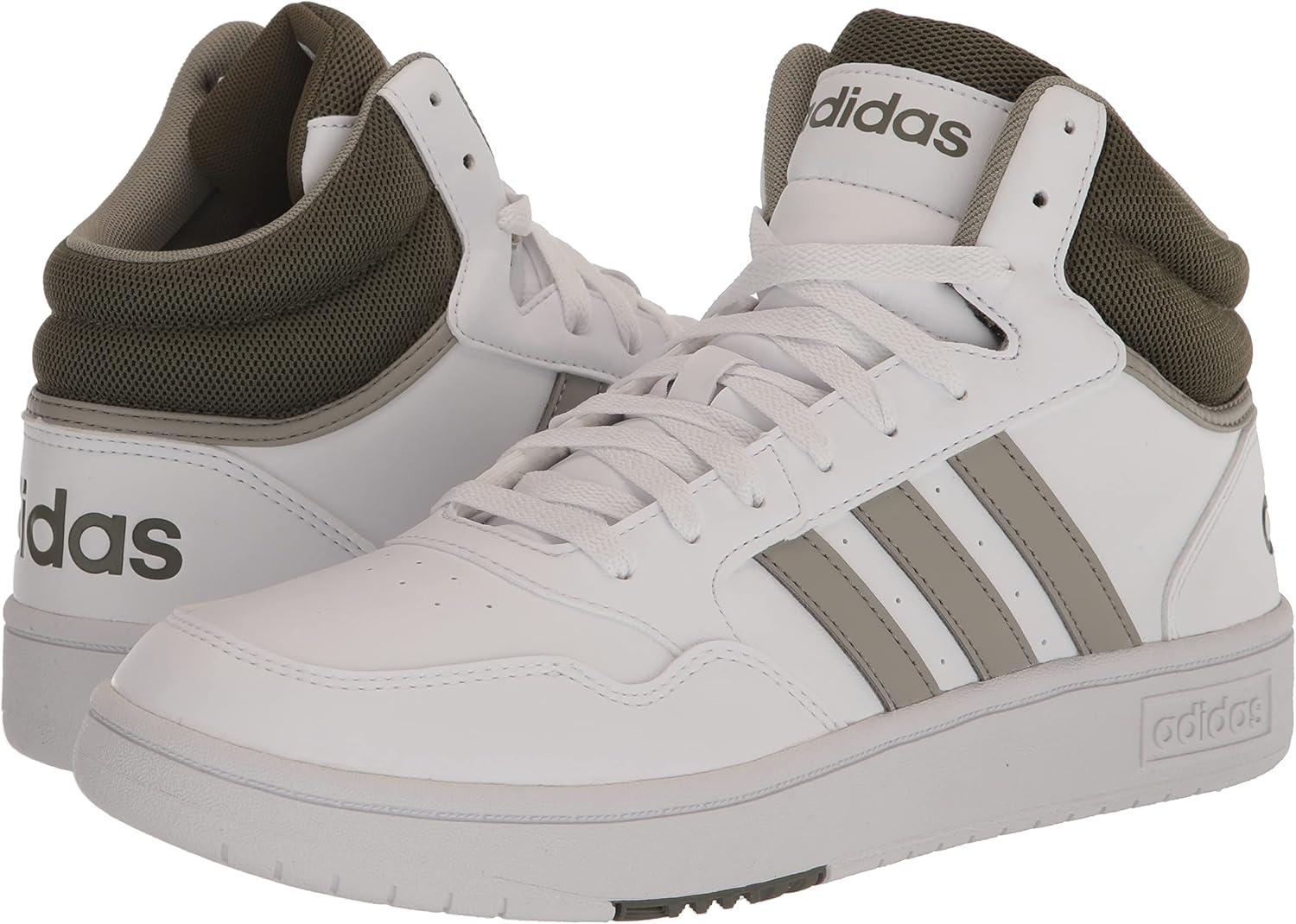 imageadidas Mens Hoops 30 Mid Basketball ShoeWhiteSilver PebbleOlive Strata