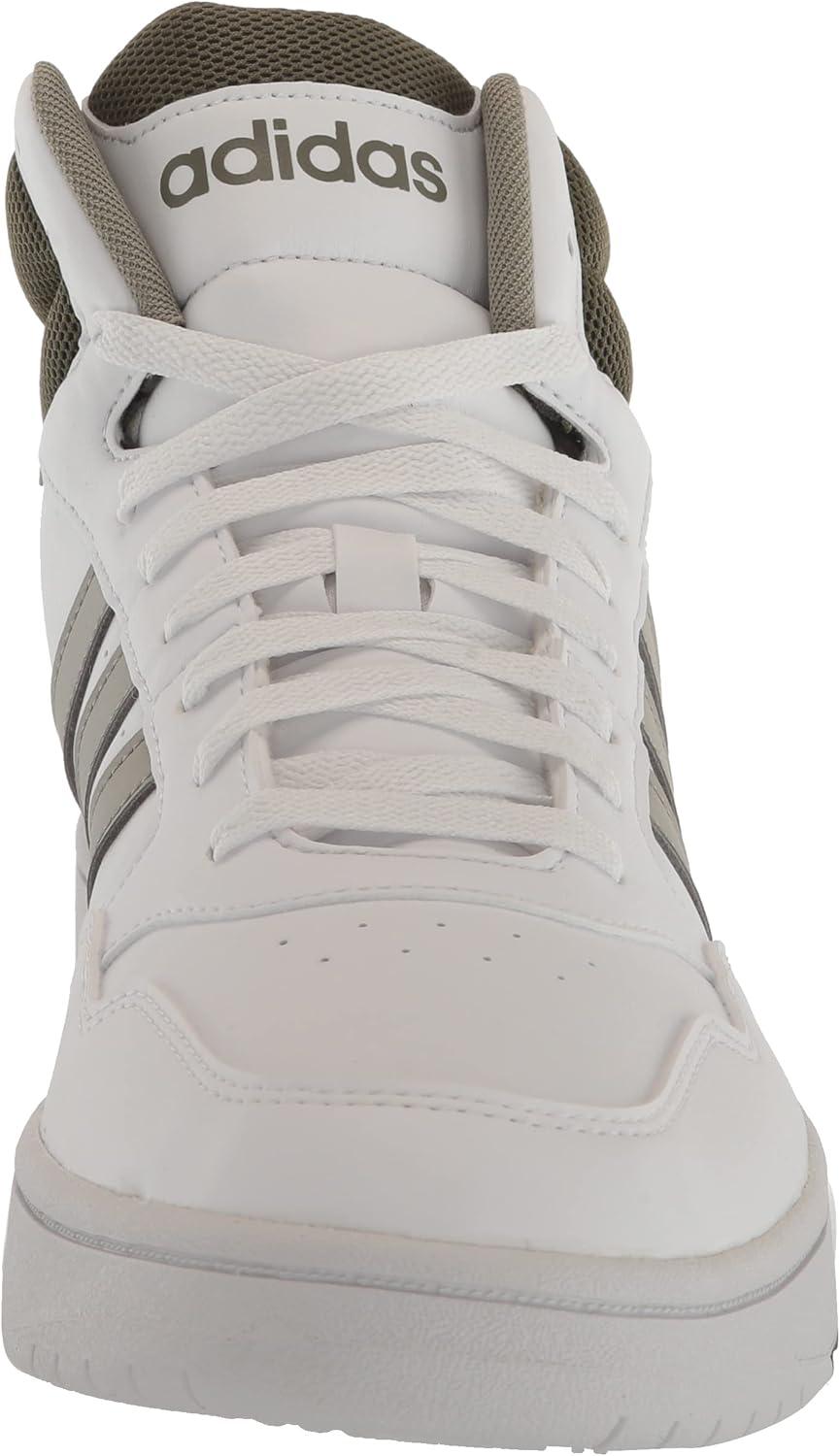 imageadidas Mens Hoops 30 Mid Basketball ShoeWhiteSilver PebbleOlive Strata