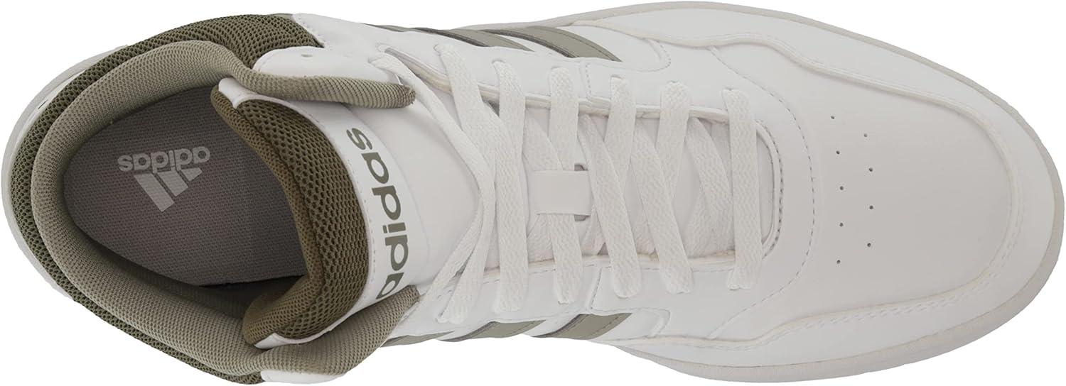 imageadidas Mens Hoops 30 Mid Basketball ShoeWhiteSilver PebbleOlive Strata