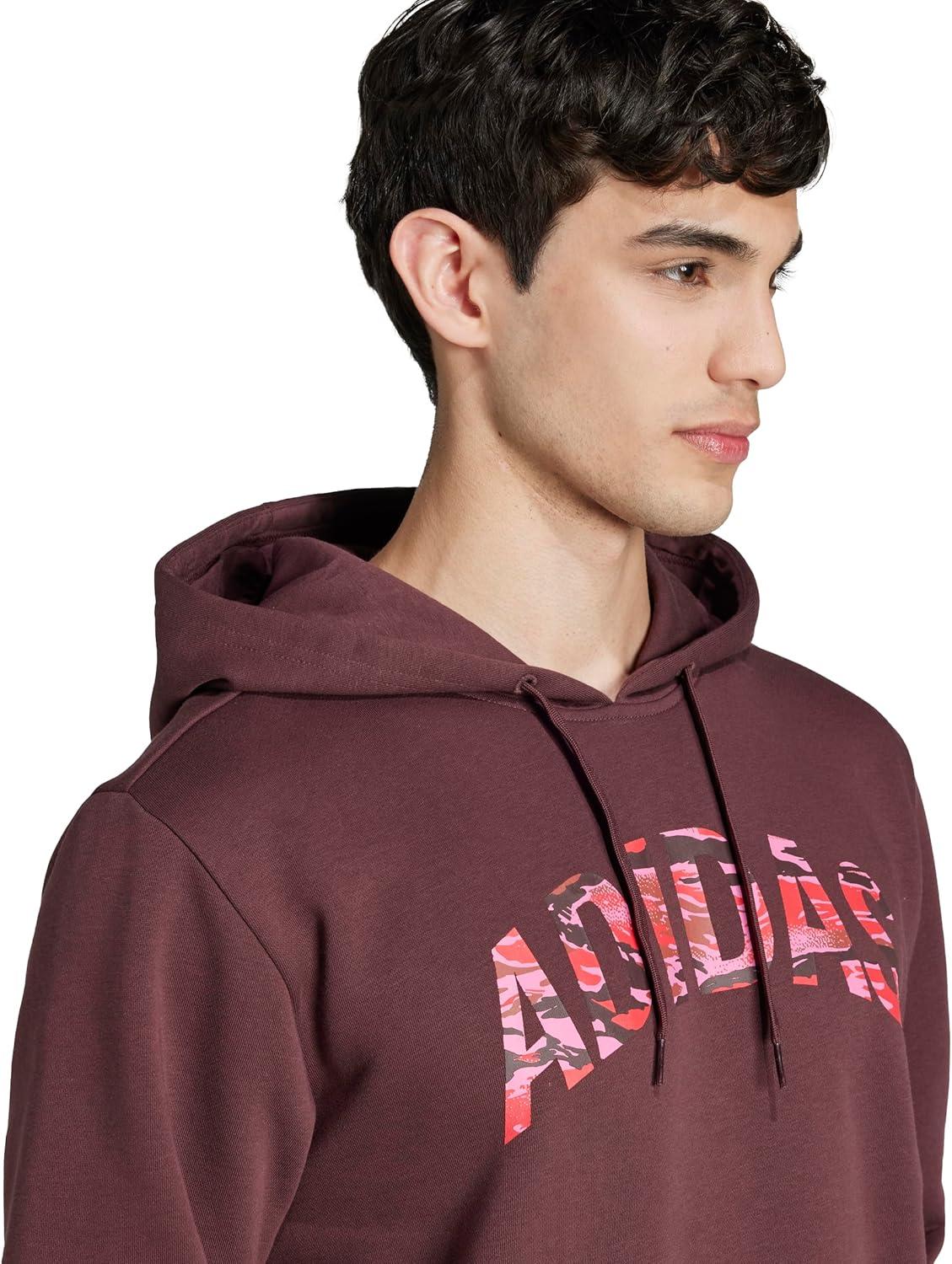 imageadidas Mens Size Codes Camouflage Linear Graphic HoodieAurora Ruby