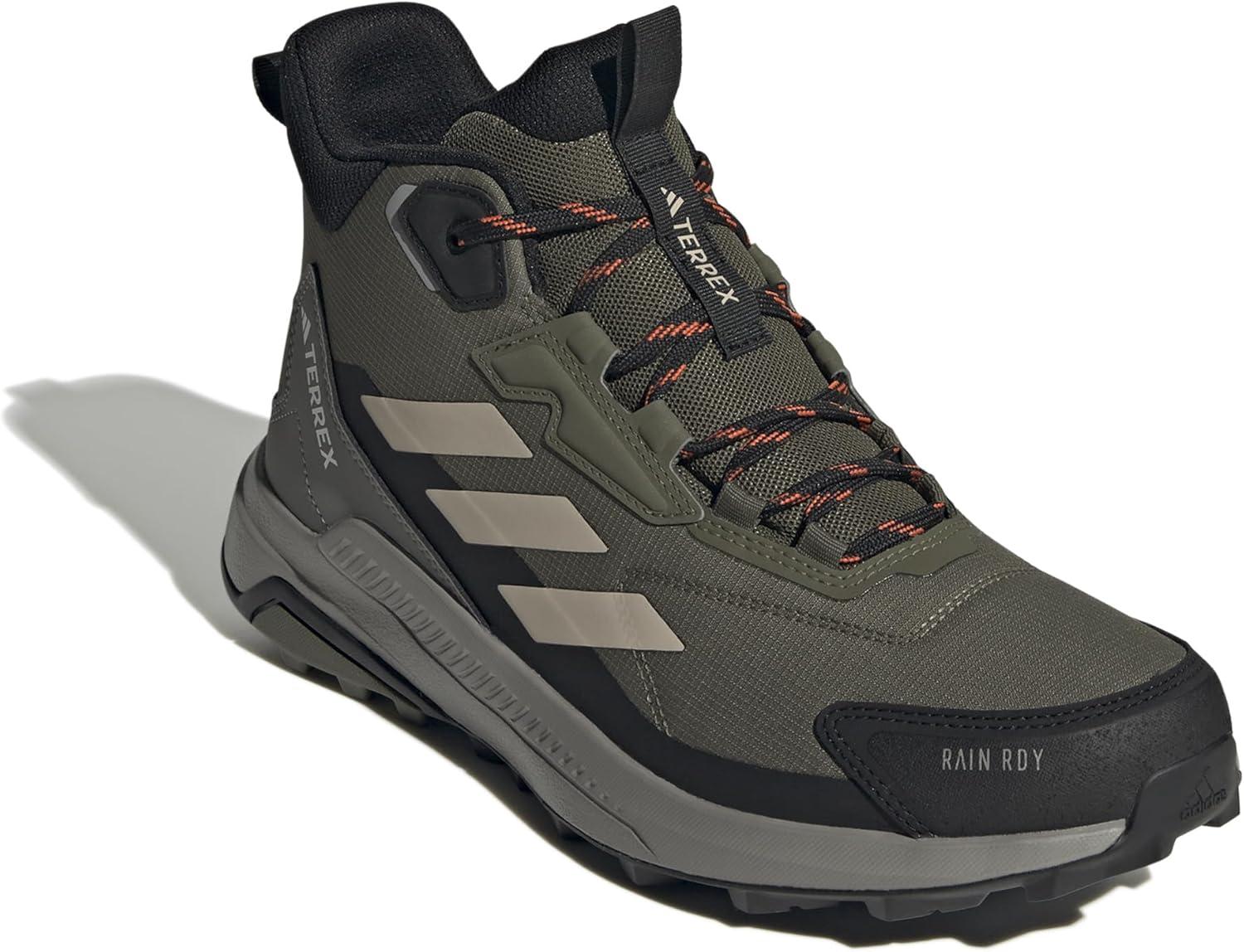 imageadidas Mens Terrex Anylander Mid Top Rainrdy HikingOlive StrataWonder BeigeBlack