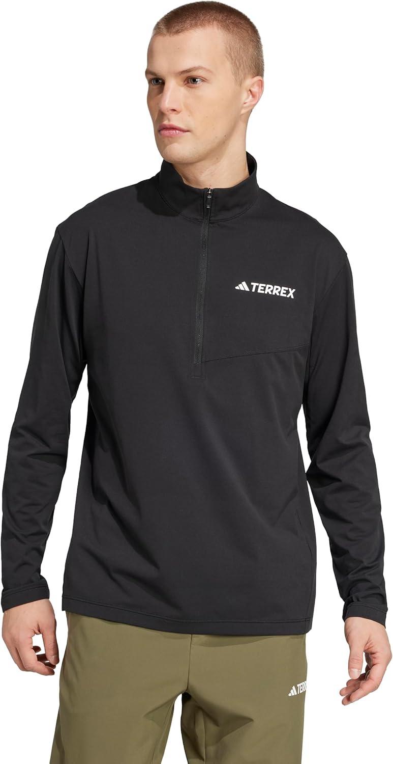 imageadidas Mens Terrex Multi HalfZip Long Sleeve Hiking TShirtBlack