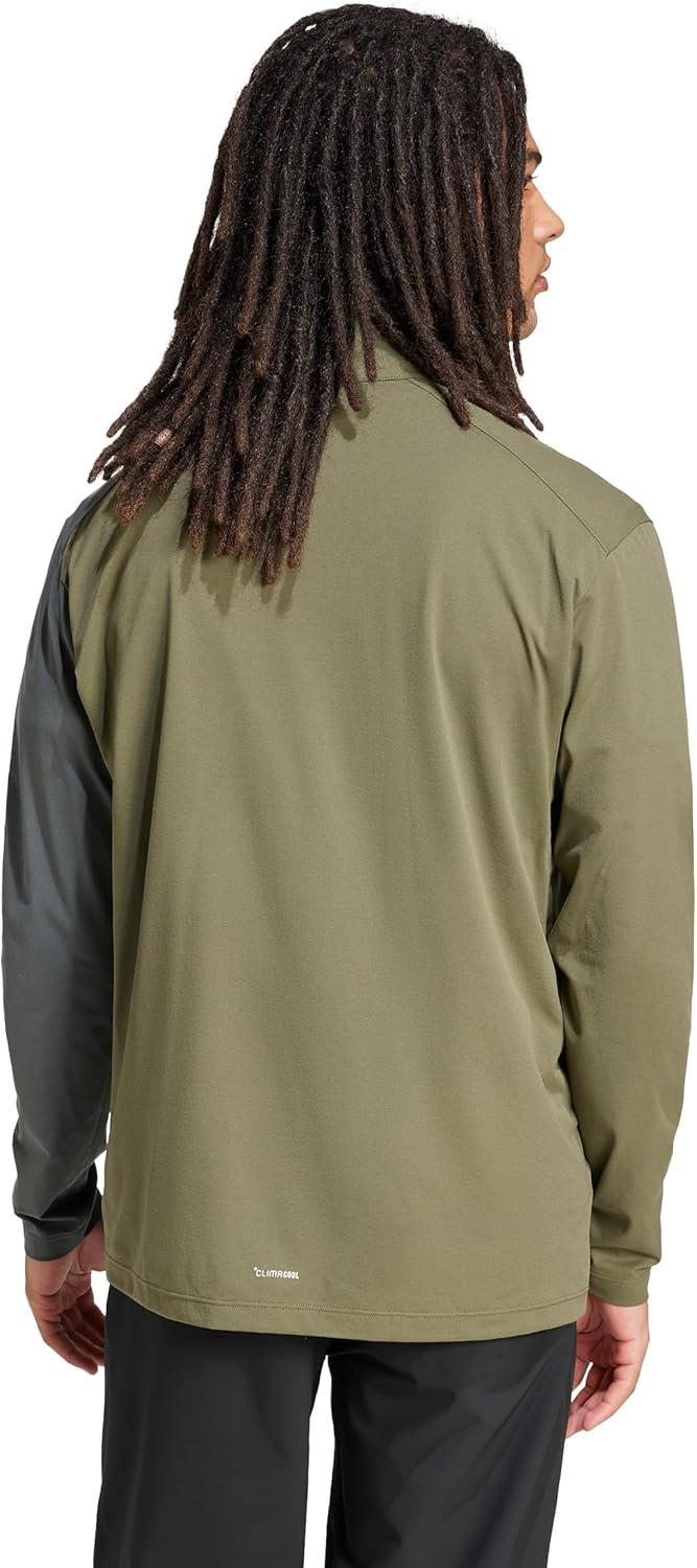imageadidas Mens Terrex Multi HalfZip Long Sleeve Hiking TShirtOlive Strata