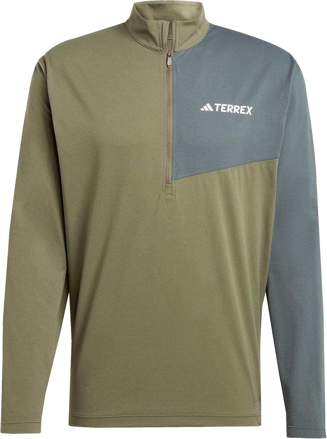 imageadidas Mens Terrex Multi HalfZip Long Sleeve Hiking TShirtOlive Strata