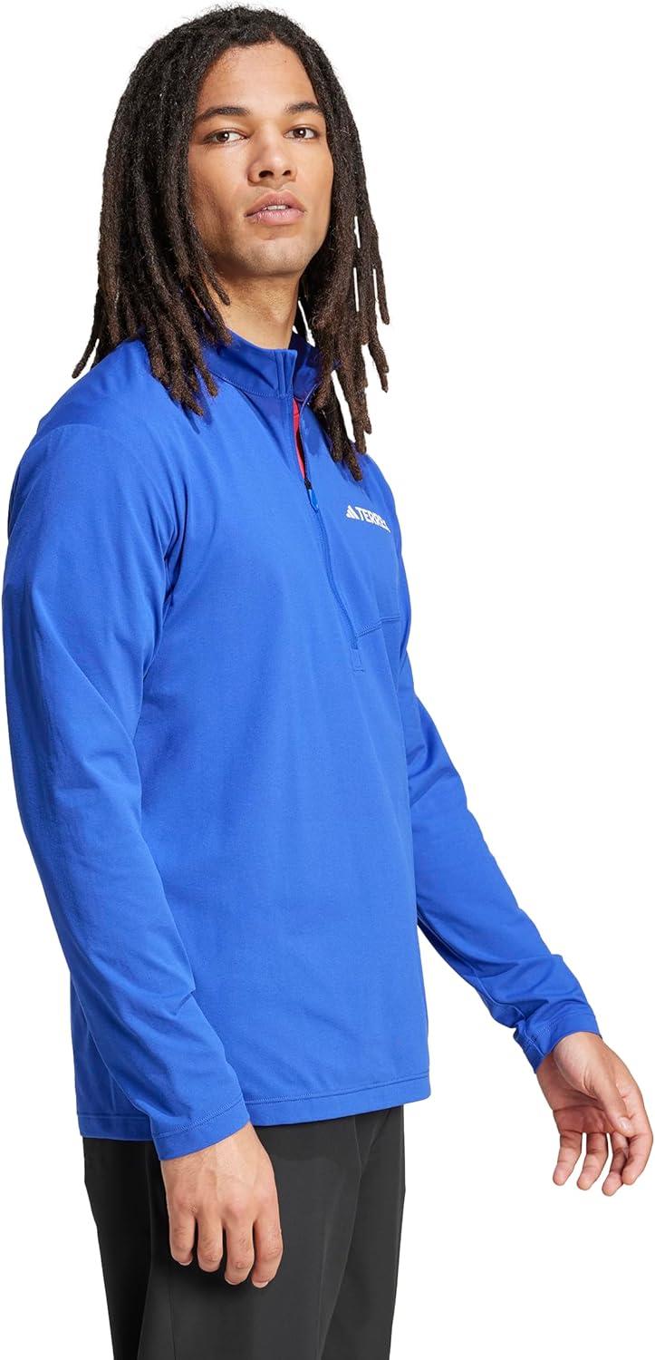 imageadidas Mens Terrex Multi HalfZip Long Sleeve Hiking TShirtSemi Lucid Blue