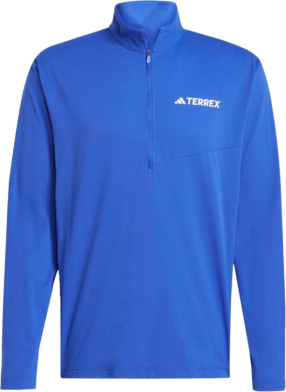 imageadidas Mens Terrex Multi HalfZip Long Sleeve Hiking TShirtSemi Lucid Blue