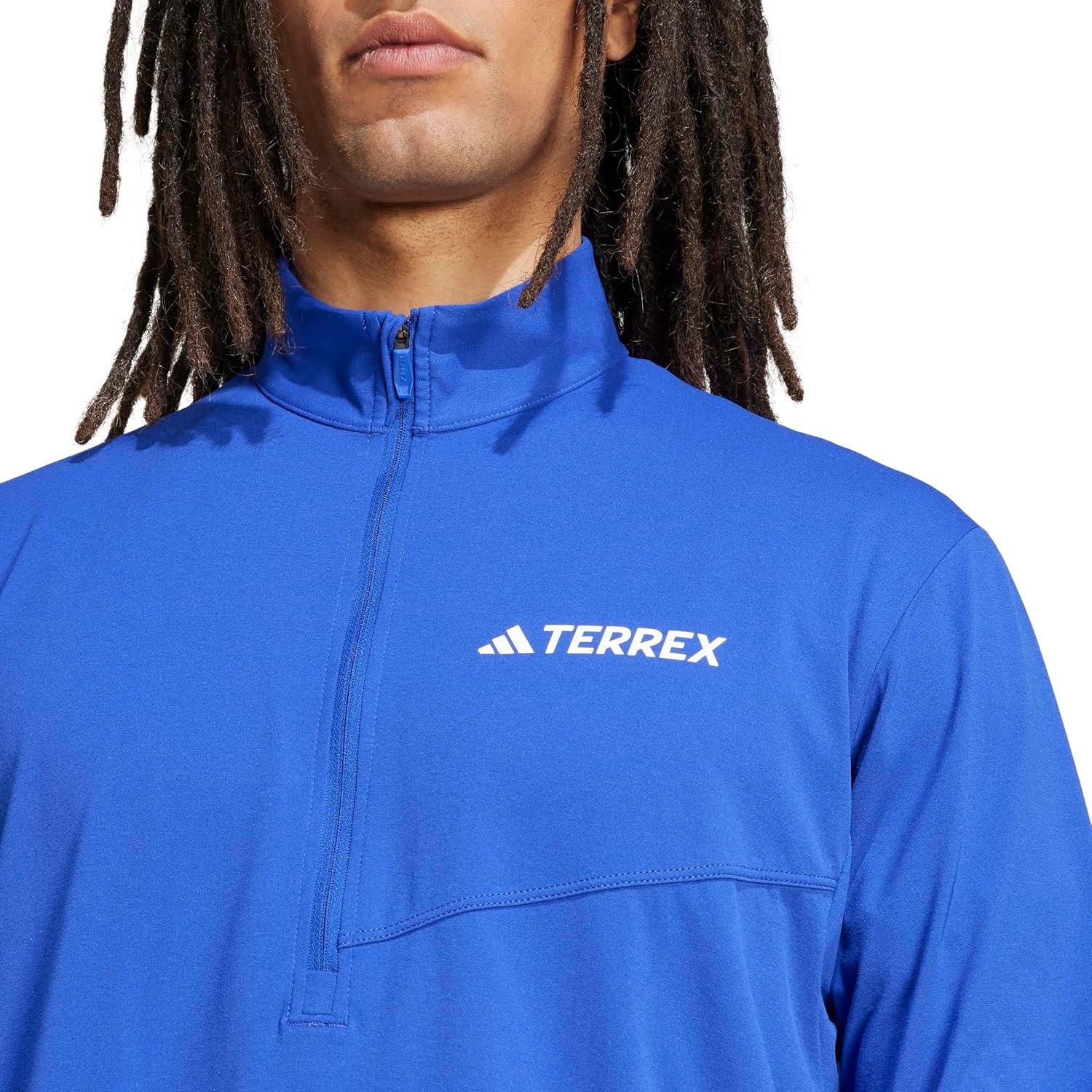 imageadidas Mens Terrex Multi HalfZip Long Sleeve Hiking TShirtSemi Lucid Blue