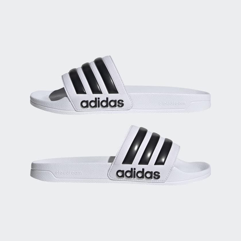 imageadidas Unisex Adult Adilette Shower Slip On SlidesWhiteWhiteBlack