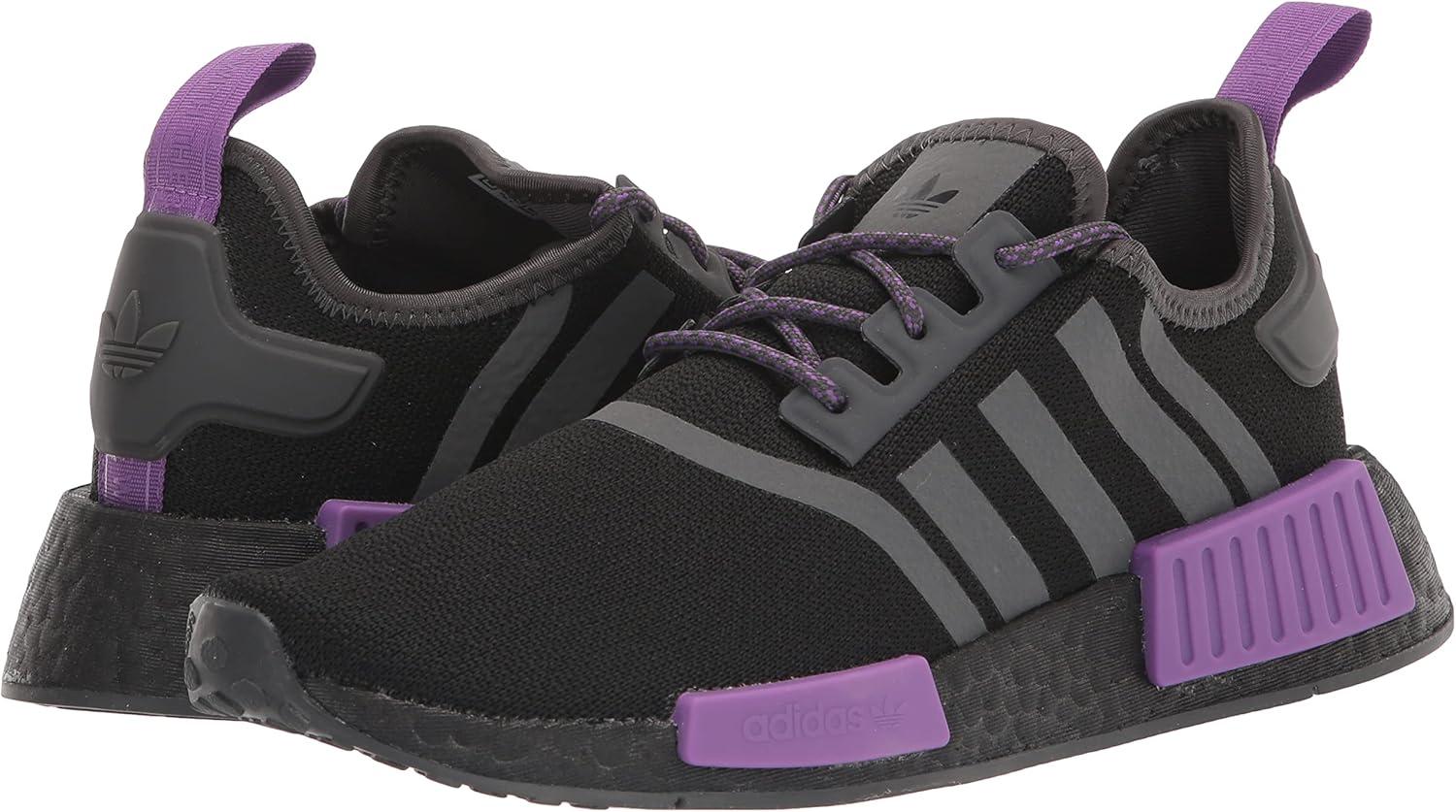 imageadidas UnisexChild NMDr1 C Little Kid SneakerCore BlackGrey SixActive Purple