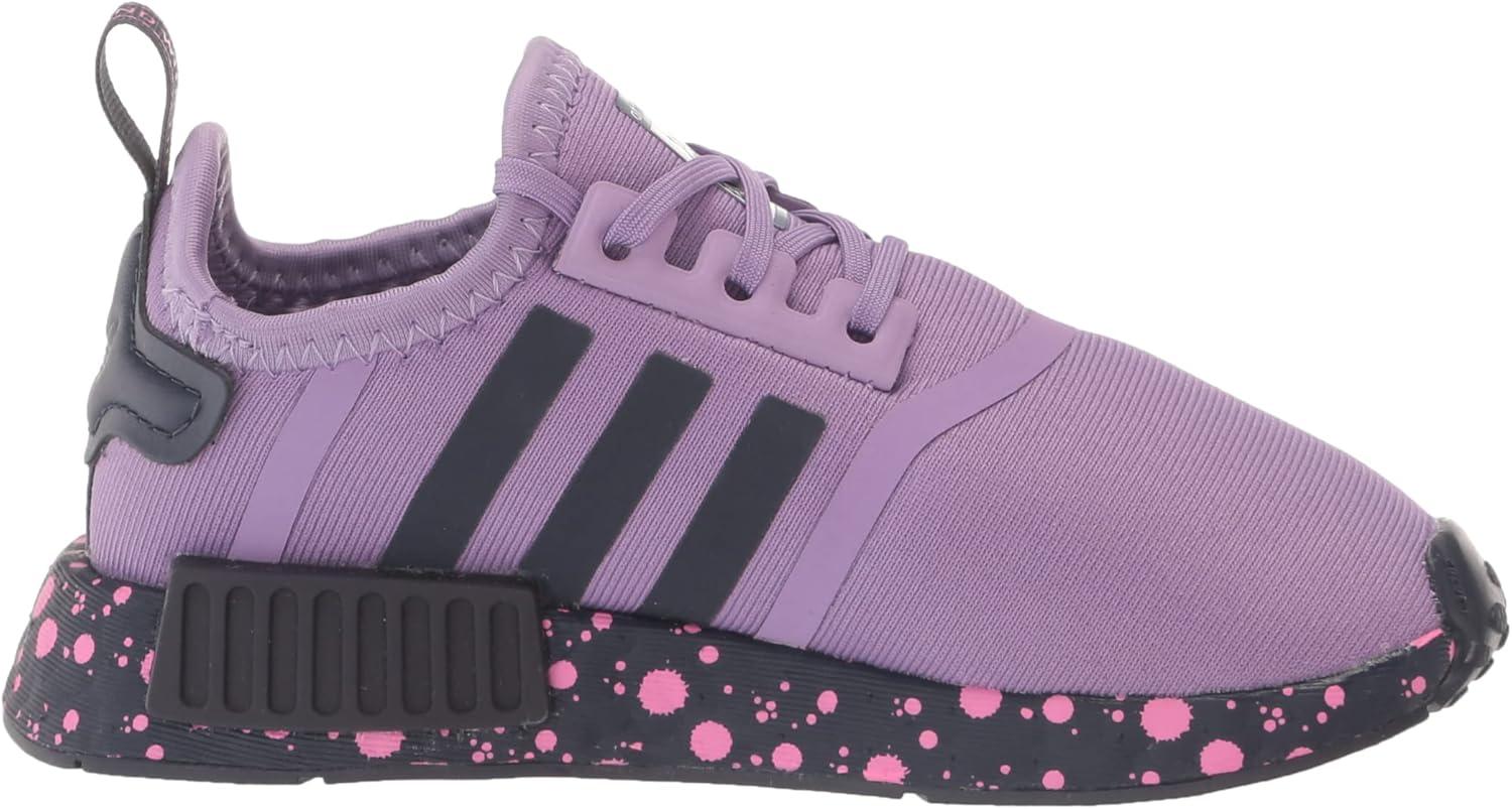 imageadidas UnisexChild NMDr1 C Little Kid SneakerSuper PurpleWhiteShadow Navy Elastic