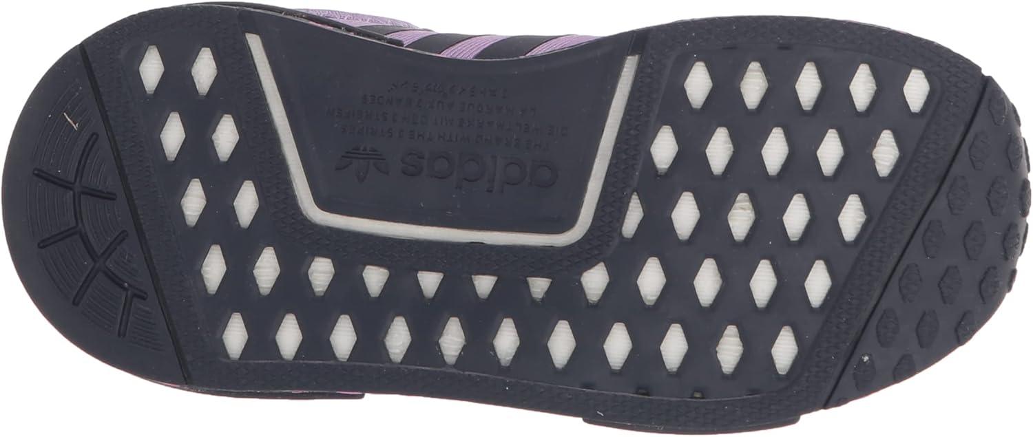 imageadidas UnisexChild NMDr1 C Little Kid SneakerSuper PurpleWhiteShadow Navy Elastic