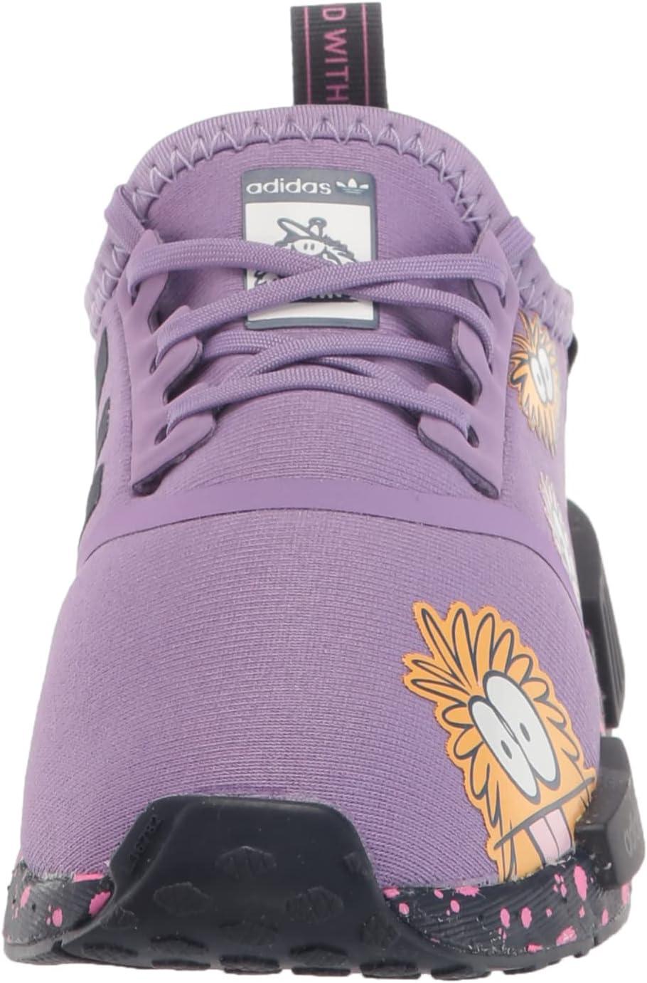 imageadidas UnisexChild NMDr1 C Little Kid SneakerSuper PurpleWhiteShadow Navy Elastic