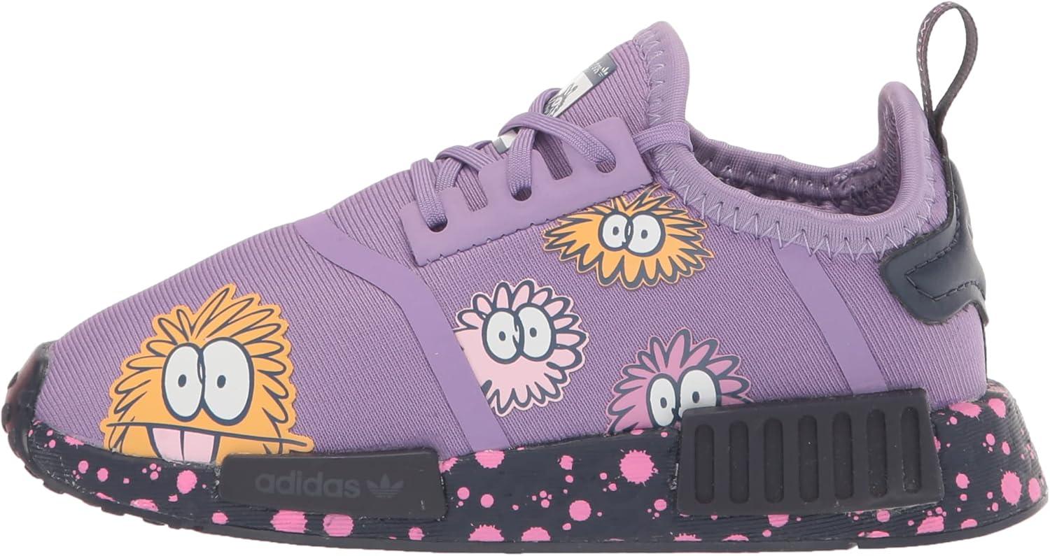 imageadidas UnisexChild NMDr1 C Little Kid SneakerSuper PurpleWhiteShadow Navy Elastic