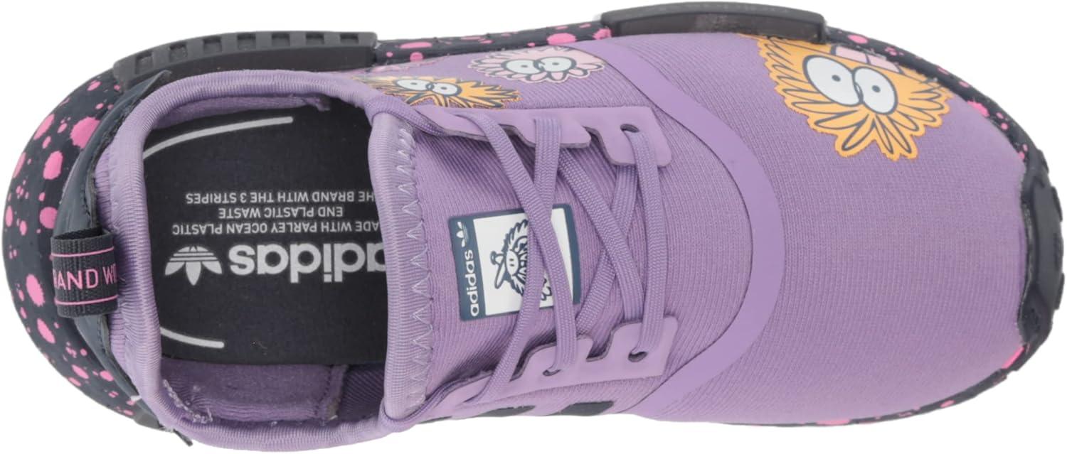 imageadidas UnisexChild NMDr1 C Little Kid SneakerSuper PurpleWhiteShadow Navy Elastic