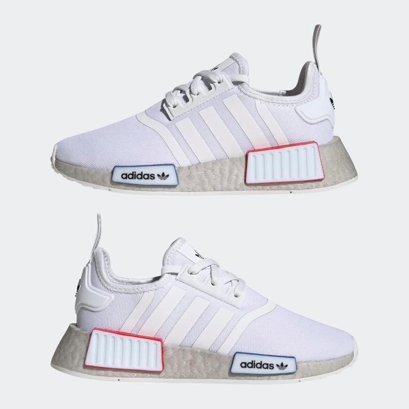 imageadidas UnisexChild NMDr1 C Little Kid SneakerWhiteWhiteGrey