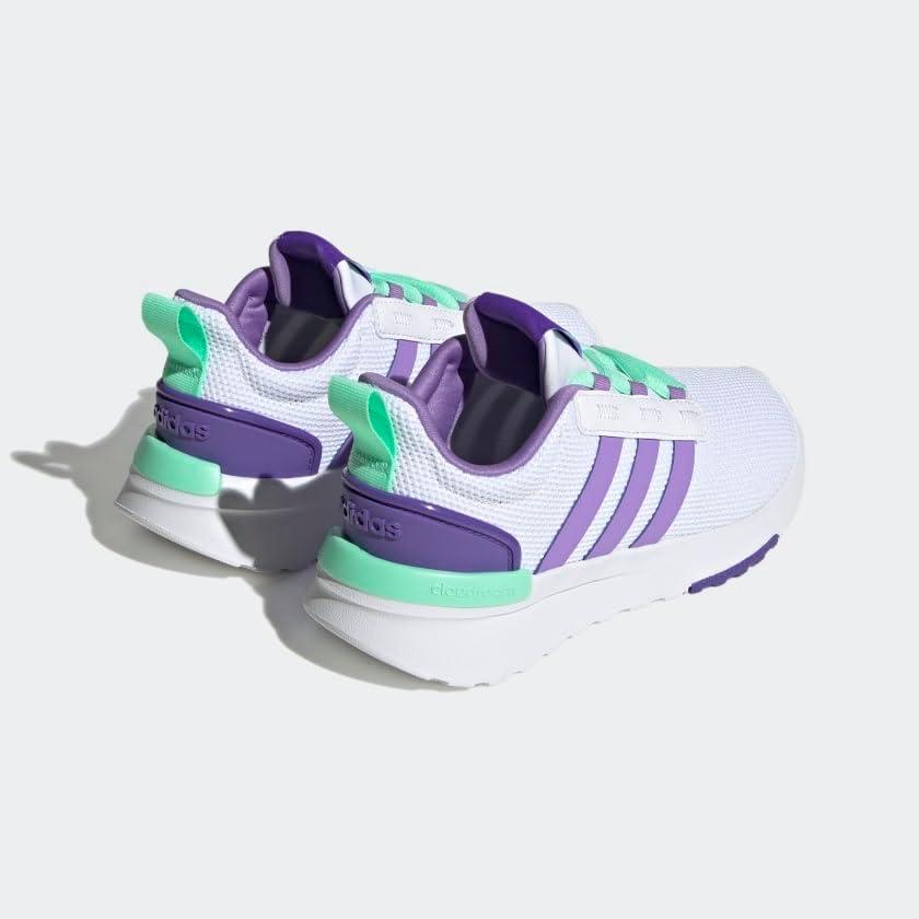 imageadidas UnisexChild Racer TR21 Running ShoeCloud WhiteViolet FusionPulse Mint
