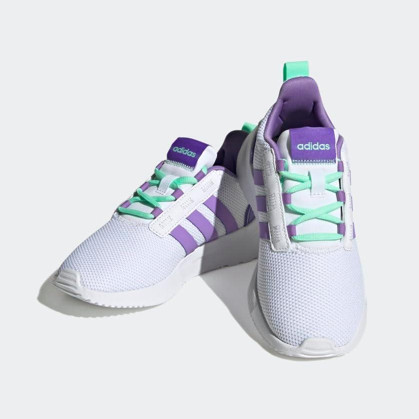imageadidas UnisexChild Racer TR21 Running ShoeCloud WhiteViolet FusionPulse Mint