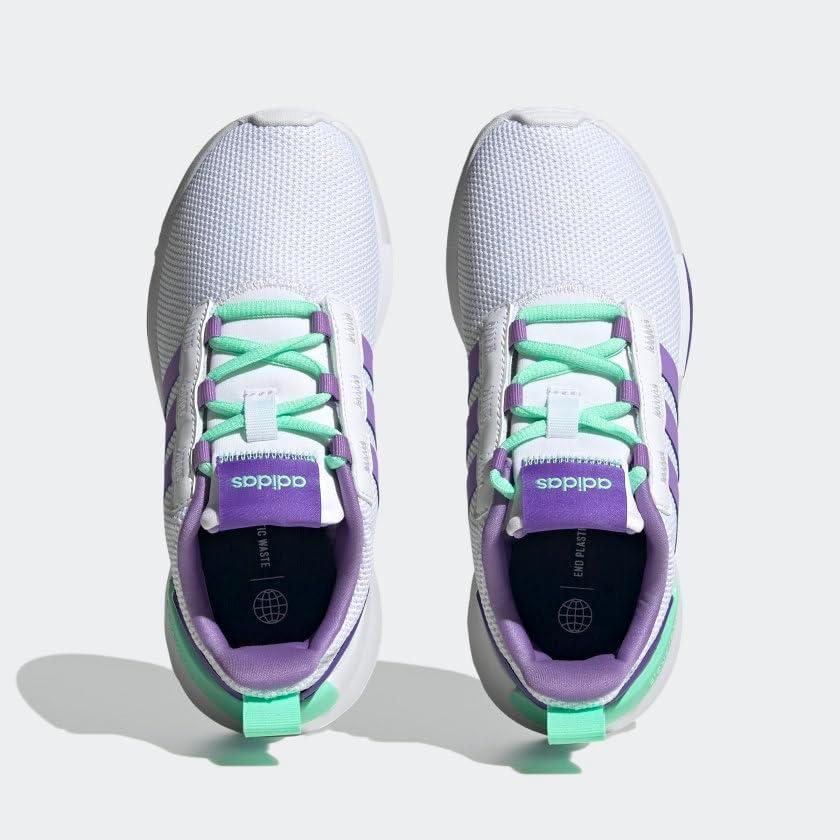 imageadidas UnisexChild Racer TR21 Running ShoeCloud WhiteViolet FusionPulse Mint