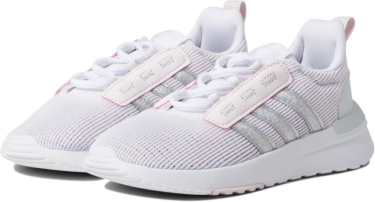 imageadidas UnisexChild Racer TR21 Running ShoeWhiteAlmost PinkBlue Tint