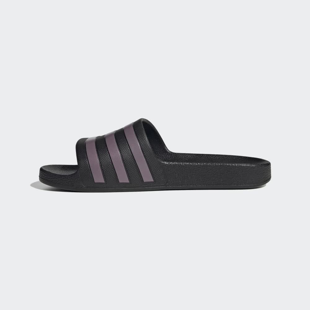 imageadidas Womens Adilette Aqua Slide SandalCore BlackMatt Purple MetallicCore Black