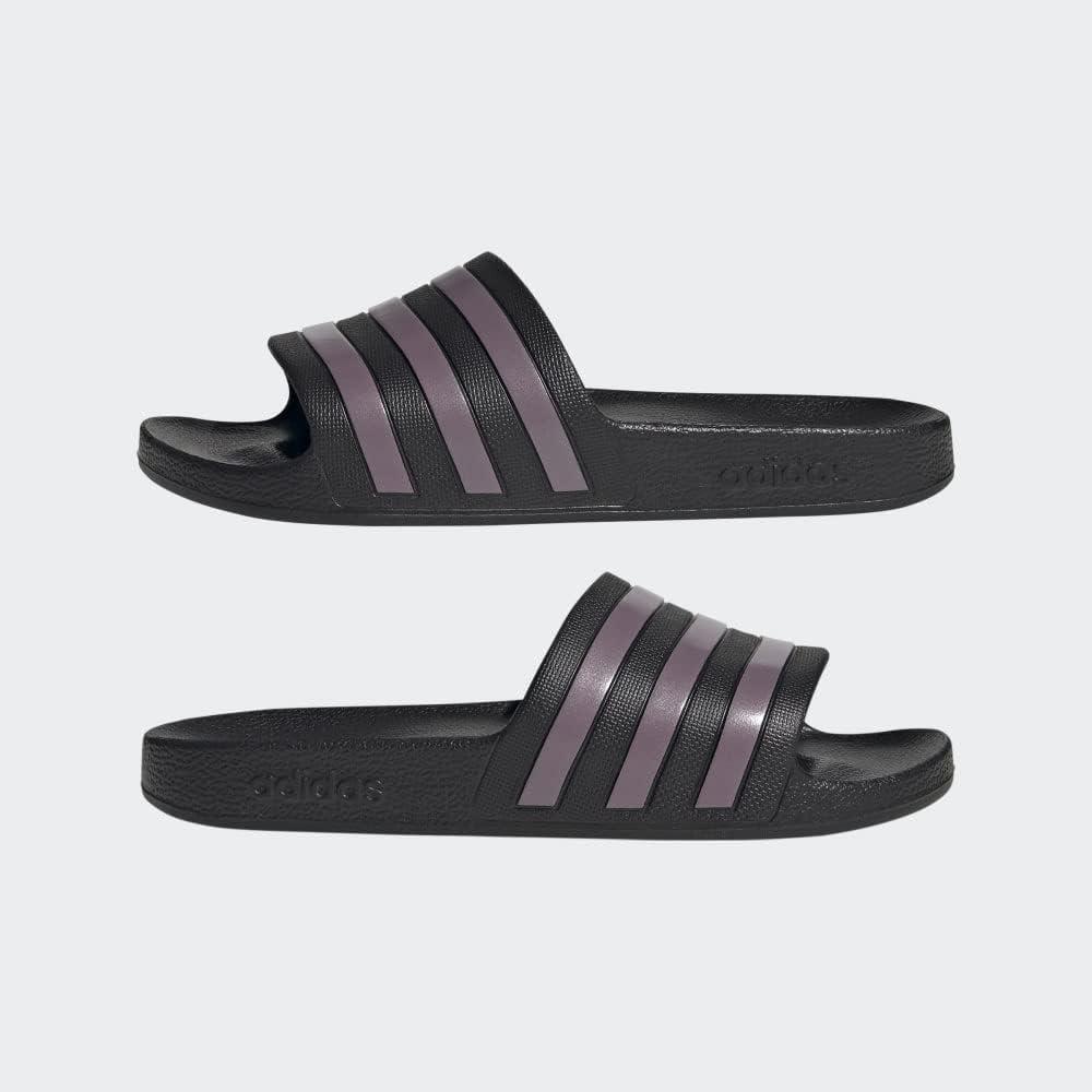 imageadidas Womens Adilette Aqua Slide SandalCore BlackMatt Purple MetallicCore Black