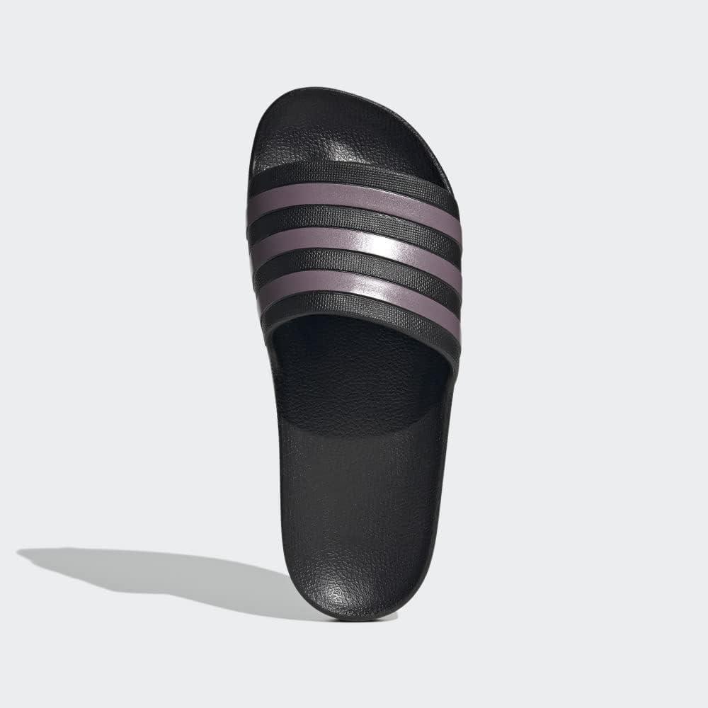 imageadidas Womens Adilette Aqua Slide SandalCore BlackMatt Purple MetallicCore Black