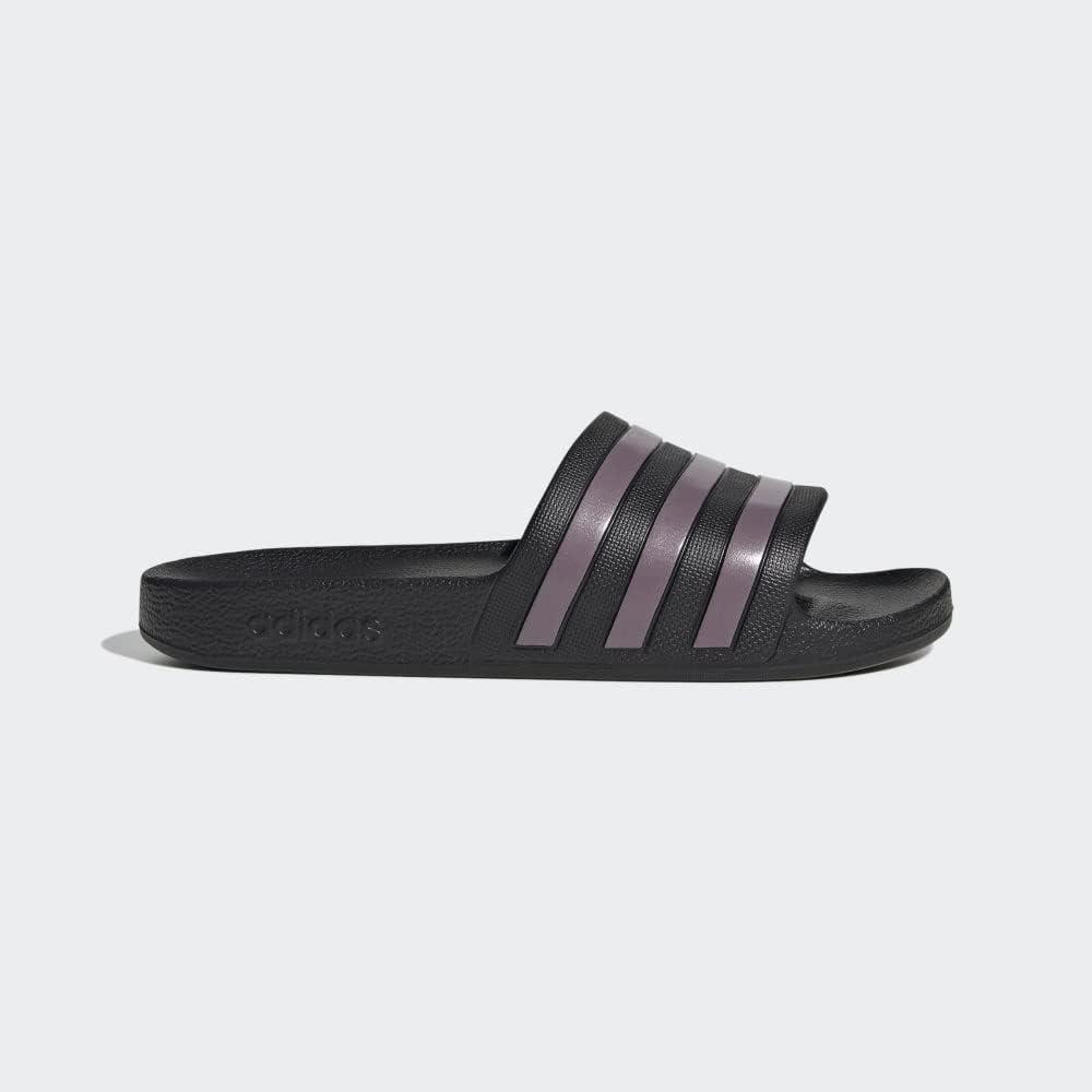 imageadidas Womens Adilette Aqua Slide SandalCore BlackMatt Purple MetallicCore Black