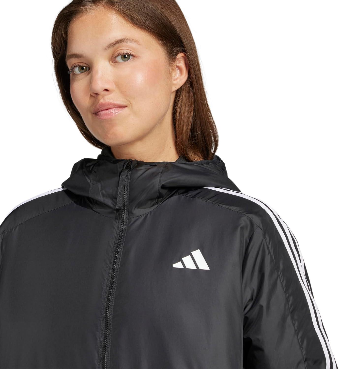 imageadidas Womens Essentials 3Stripes Insulated Hooded JacketBlack