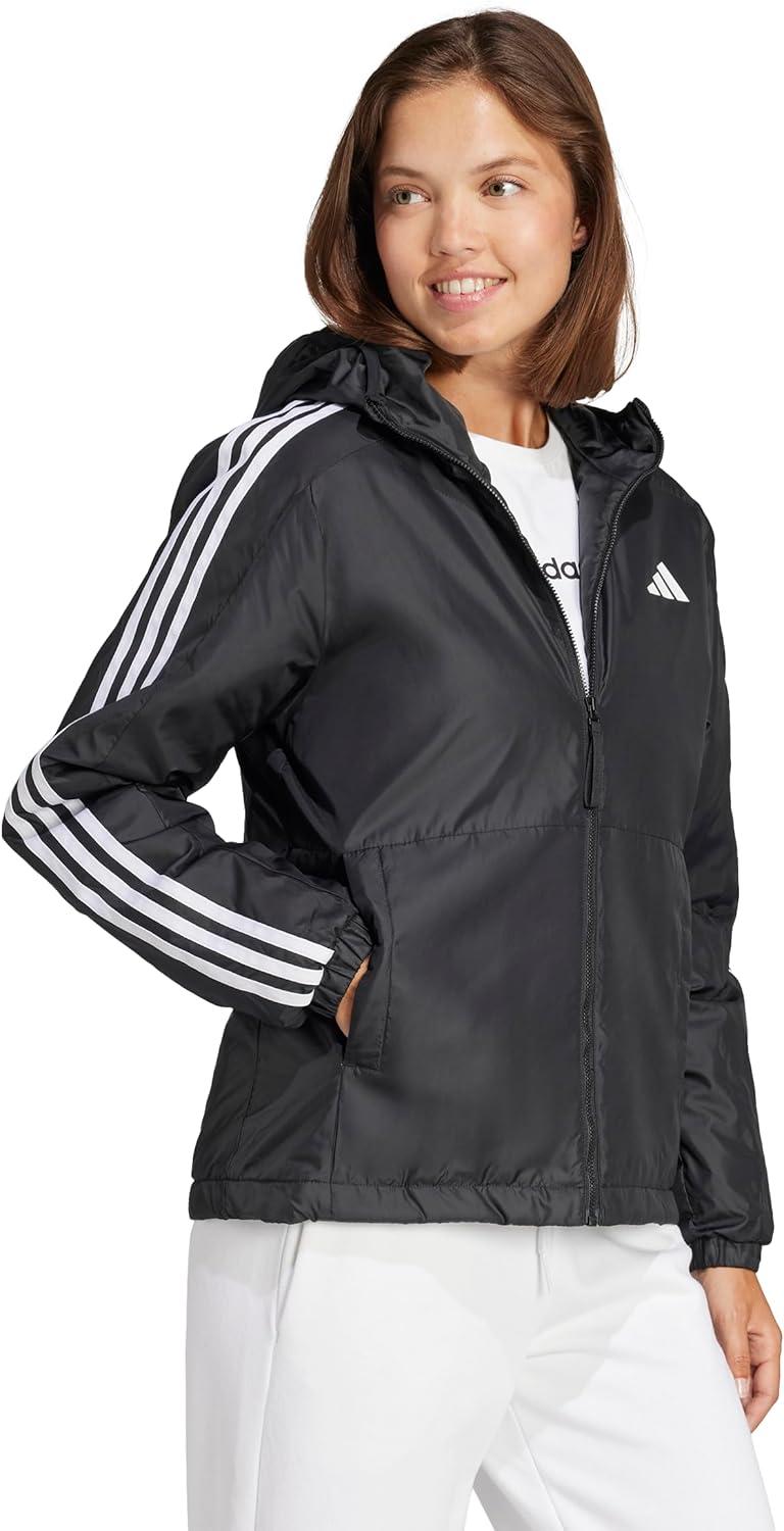 imageadidas Womens Essentials 3Stripes Insulated Hooded JacketBlack
