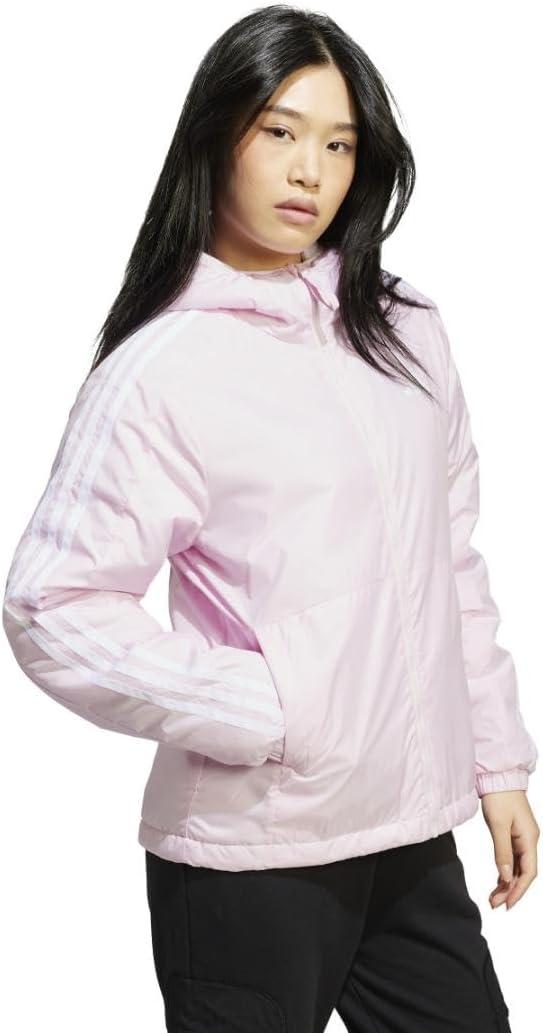 imageadidas Womens Essentials 3Stripes Insulated Hooded JacketClear Pink