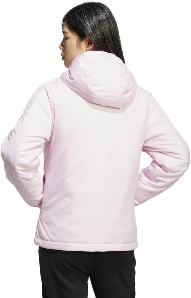 imageadidas Womens Essentials 3Stripes Insulated Hooded JacketClear Pink