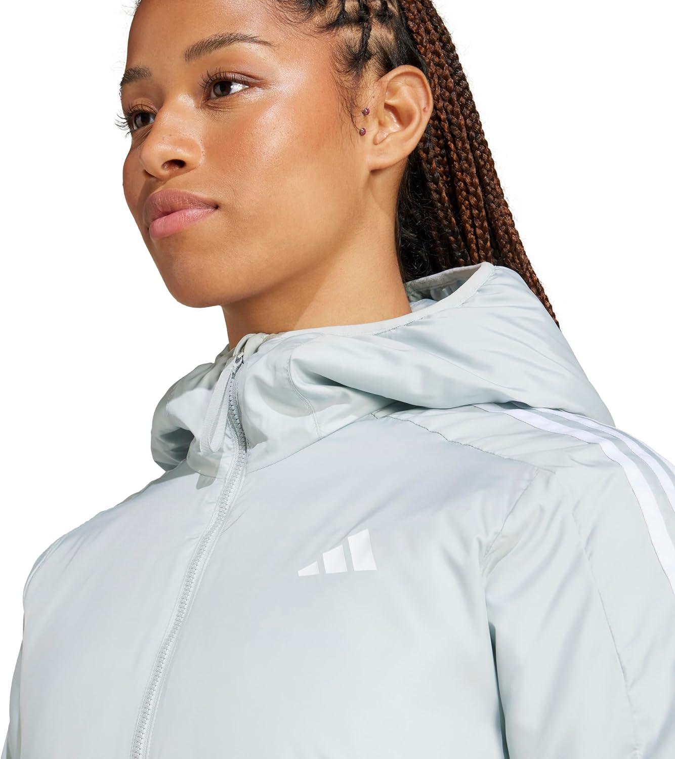 imageadidas Womens Essentials 3Stripes Insulated Hooded JacketWonder Silver