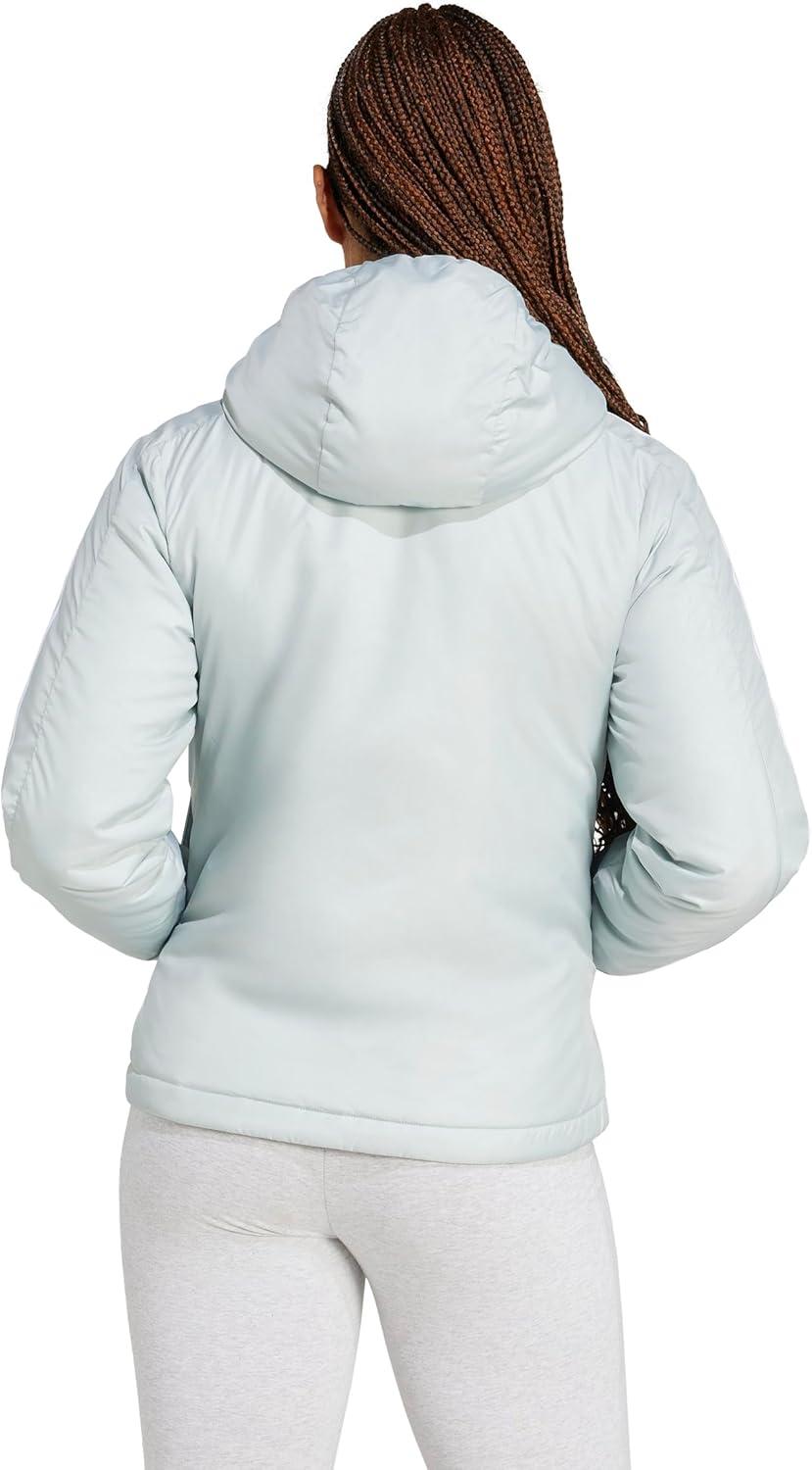 imageadidas Womens Essentials 3Stripes Insulated Hooded JacketWonder Silver