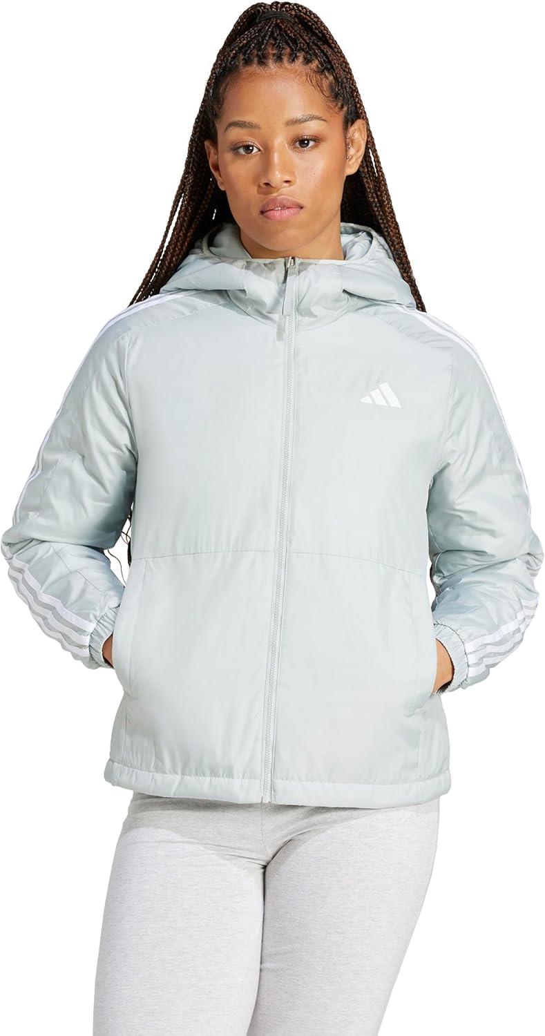 imageadidas Womens Essentials 3Stripes Insulated Hooded JacketWonder Silver